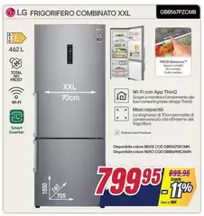 LG - GBB567PZCMB Libera Installazione 462 L E Acciaio Inossidabile