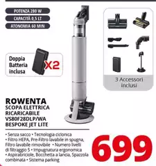 Rowenta -  Scopa Elettrica Ricaricabile VS80F28DLP/WA Bespoke Jet Lite