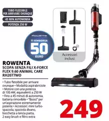 Rowenta - RH2077 Aspirapolvere A Bastone 2 In 1 Batteria Secco Senza Sacchetto 0,4 L 250 W Nero, Rosso