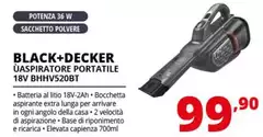 Black & Decker - BHHV520BT Aspirapolvere Senza Filo Nero Sacchetto Per La Polvere