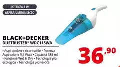 Black & Decker - WDC115WA Aspirapolvere Senza Filo Blu, Bianco Senza Sacchetto