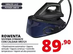 Rowenta - Easy Steam VR5121 2400 W 1,4 L Acciaio Inossidabile Nero, Blu