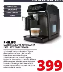 Philips - Series 2300 LatteGo EP2334/10 Macchina Da Caffè Automatica, 4 Bevande, Cappuccinatore, 1.8 L, Macine In Ceramica