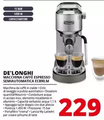 De Longhi - Macchina Caffè Espresso Semiautomatica EC890.M