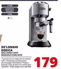 De Longhi - Dedica Style EC 685.M Manuale Macchina Per Espresso 1 L