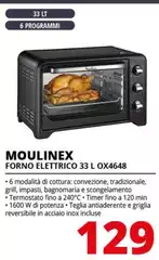 Moulinex - OX4648 Optimo Forno Elettrico Con Capacità Di 33 L, Potenza 1600 W 28x31x36cm