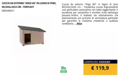 Ferplast - Cuccia Da Esterno "Argo 60" In Legno Di Pino