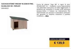 Ferplast - Cuccia Da Esterno "Argo 80" In Legno Di Pino