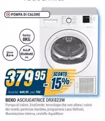 Beko - DRX823W Asciugatrice Libera Installazione Caricamento Frontale 8 Kg A++ Bianco