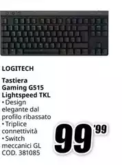Logitech - Tastiera Gaming G515 Lightspeed TKL