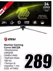 Msi - Monitor Gaming Curvo 345cqr