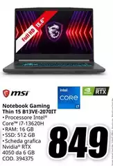 Msi - Notebook Gaming Thin 15 B13VE-2070IT