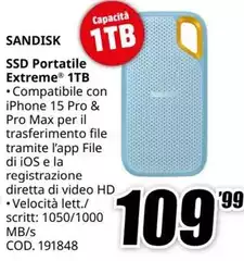 Sandisk - Ssd Portatile Extreme 1tb