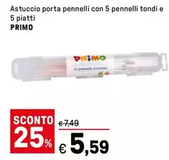 Primo sale - Astuccio Porta Pennelli Con 5 Pennelli Tondi E 5 Piatti