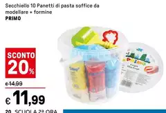 Primo sale - Secchiello 10 Panetti Di Pasta Soffice Da Modellare + Formine