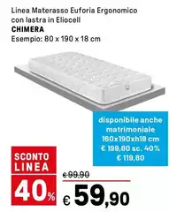 Chimera - Linea Materasso Euforia Ergonomico Con Lastra In Eliocell