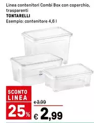 Tontarelli - Linea Contenitori Combi Box Con Coperchio, Trasparenti