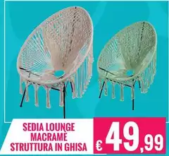 Sedia Lounge Macrame Struttura In Ghisa
