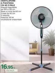 Ventilatore A Piantana 3 Pale