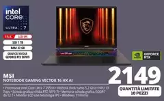 Msi - Notebook Gaming Vector 16 HX AI