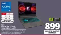 Msi - Notebook Gaming Thin 15 B13VE-2027IT