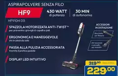 Aspirapolvere Senza Filo HF910H 011 Piano cottura 30 min