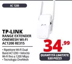 Tp Link - Range Extender Onemesh WI-FI AC1200 RE315 