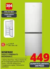 Hisense - RB390N4ACE Frigorifero Con Congelatore Libera Installazione 304 L E Acciaio Inox