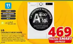 LG - F4R3011NSWB Lavatrice 11kg AI DD, Classe A-10%, 1400 Giri, Lavaggio A Vapore