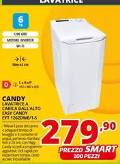 Candy - Easy EYT 1262DWE/1-S Lavatrice Caricamento Dall'alto 6 Kg 1200 Giri/min Bianco