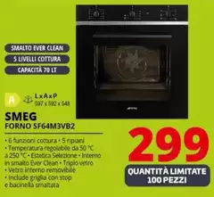 Smeg - Linea SF64M3VB2 Forno 70 L 3000 W Nero
