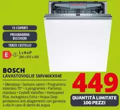 Bosch - Serie 4 SMV46KX04E Lavastoviglie A Scomparsa Totale 13 Coperti E