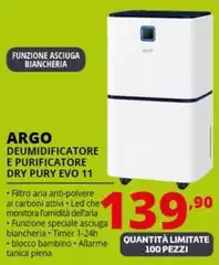 Argo - Deumidificatore E Purificatore Dry Pury Evo 11