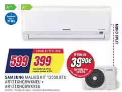 Samsung - Malibu (AR30) AR12TXHQBWKNEU + AR12TXHQBWKXEU Malibu Condizionatore MONO Split System Bianco 12000 Btu