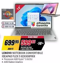 Lenovo - Notebook Convertibile Ideapad Flex 5 82XXOOFrix
