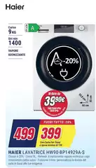 Haier - HW90-BP14929AS Lavatrice Caricamento Frontale 9 Kg 1400 Giri/min Argento