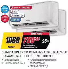 Olimpia splendid - Splana Splane Climatizzatore Dualsplit Oscaamh14e1-OSSEPH09EI+HH12EI