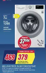 LG - F2WV3S7S4E Lavatrice Slim AI DDTM SteamTM 7kg Classe Energetica D