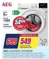 Aeg - LR7G84GW Lavatrice Caricamento Frontale 8 Kg 1400 Giri/min Bianco