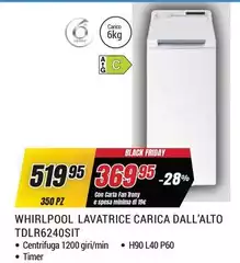 Whirlpool - Lavatrice Carica Dall'Alto TDLR6240SIT
