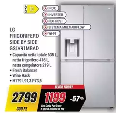 LG - Frigorifero Side By Side GSLV91MBAD
