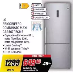 LG - Frigorifero Combinato Maxi GBB567PZCMB