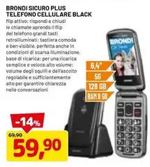 Brondi - Blondi Sicuro Plus Telefono Cellulare Black