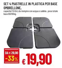 Set 4 Piastrelle In Plastica Per Base Ombrellone