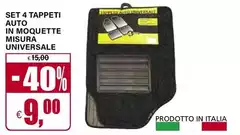 Set 4 Tappeti Auto In Moquette Misura Universsale