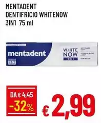 Mentadent - Dentifricio Whitenow 3in11