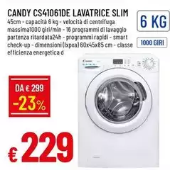 Candy - Cs41061de Lavatrice Slim