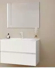 Mobile Da Bagno Sospeso Santorini Finitura Bianco Lucido Con Frontali Cannettati