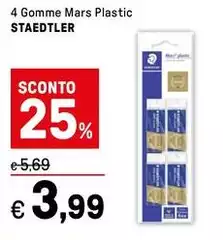 Staedtler - 4 Gomme Mars Plastic