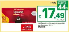 Splendid - 100 Capsule Caffè Classico Compatibili Con Nespresso